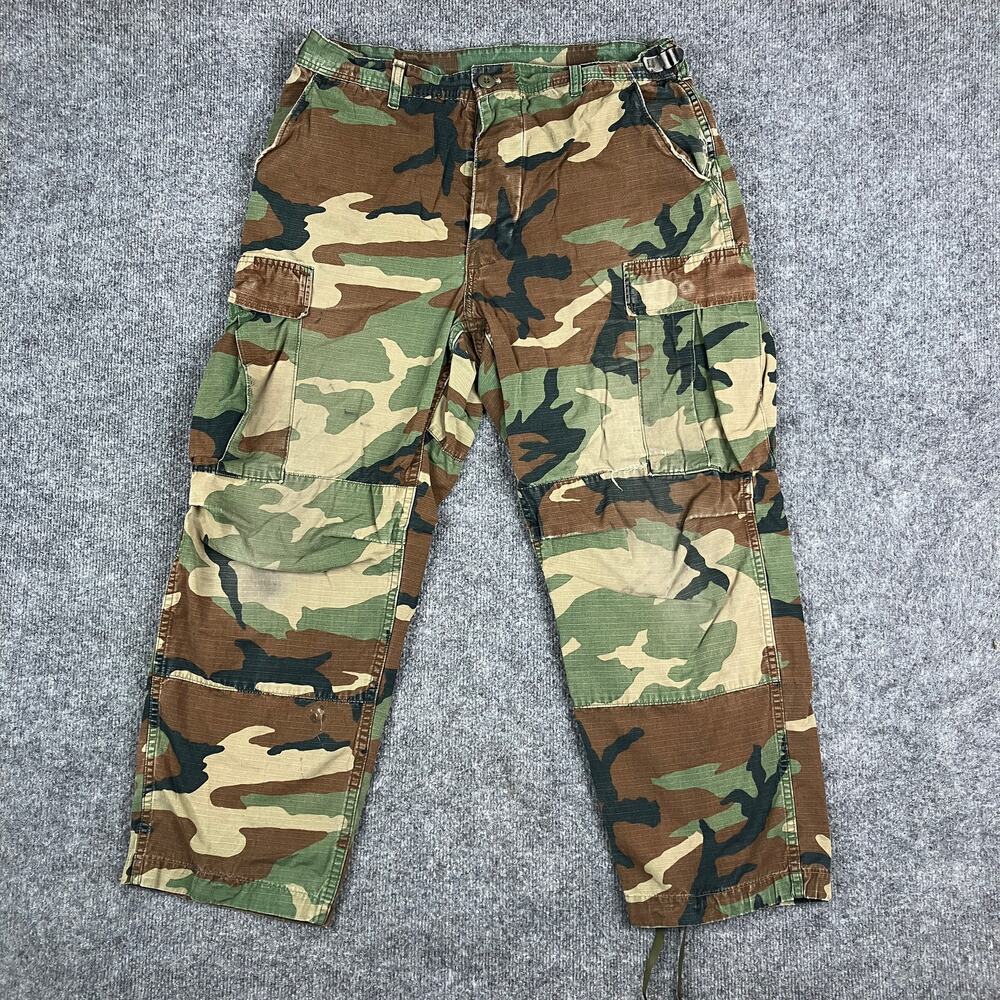 Military Pants Mens Size M Camo Cargo Ripstop BDU Tactical Drawstring Vintage - Picture 1 of 14